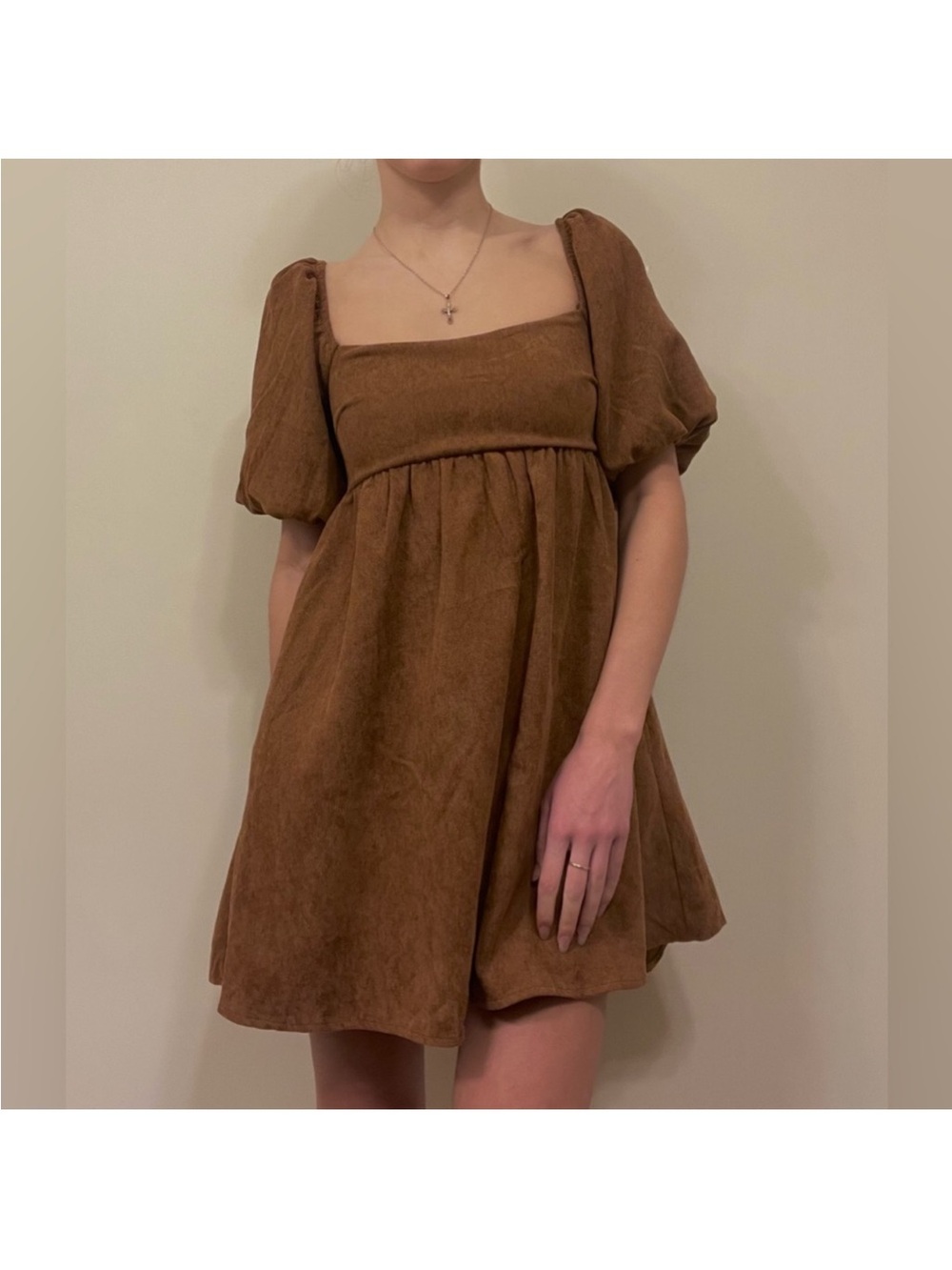 Blue Rain "Cassie" Corduroy Puff Sleeve Babydoll Dress